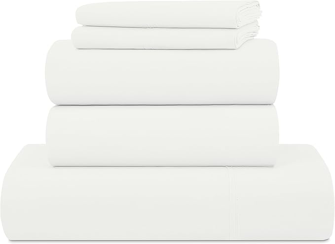 UGG Split King Sheet Set 5-Piece Luxury Cooling Sheets Deep Pockets Premium Bedding with 2 Shams Hypoallergenic Machine Washable Soft Lightweight Bed Set for Adjustable Bed, Split King, White (Hedi)