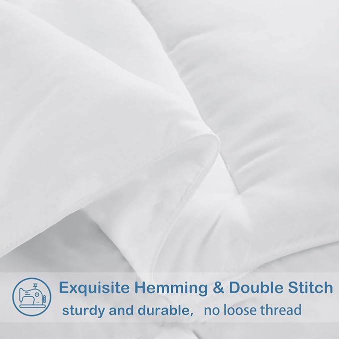 EASELAND King Size Down Alternative Comforter - Quilted Duvet Insert for All Seasons, Soft Lightweight with Corner Tabs, Summer Winter Warm Bedding, White 90x102 Inches