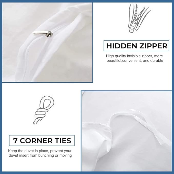 1000 Thread Count 100% Egyptian Cotton Duvet Cover Super King Size Cotton Black Long Staple Quilt 120"x120" Silky Soft, Breathable with Zipper -3 Piece All Season Duvet Cover Set for Comforter