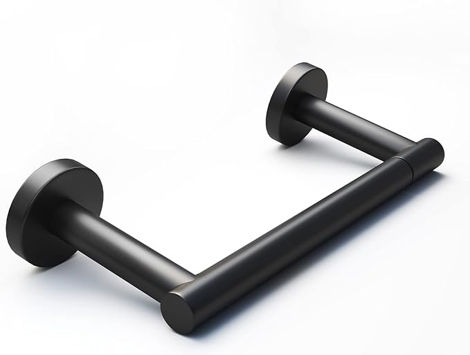 Matte Black Toilet Paper Holder, Stainless Steel Double Post Pivoting Toilet Paper Roll Holder for Bathroom Wall Mount, Commercial Toilet Tissue Dispensers, Fits for Mega Large Roll Paper