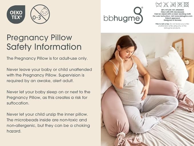 bbhugme Adjustable Pregnancy Pillow – Full Body Support for Side Sleeping - Adjustable Firmness and Shape - Supports Back, Legs, Belly, HIPS for Pregnant Women - Removable Cover - Eucalyptus