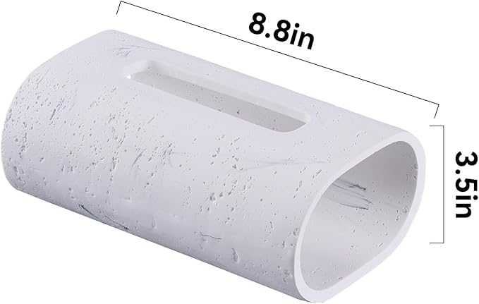 Natural Travertine Textures Tissue Box Holder Rectangle, Resin Facial Tissue Holder Cover, Decorative Bulk Tissue Paper Dispenser for Bathroom Kitchen Bedroom Living Room Office (White)