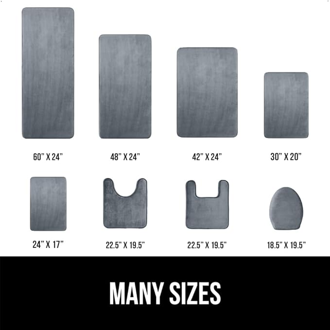 GORILLA GRIP Memory Foam Bath Rugs, Soft Absorbent Velvet Bathroom Mats, Durable Dots on Underside, Machine Washable Bathmat, Carpet Rug Room Decor for Shower Floor, 42x24 Mat, Graphite Gray