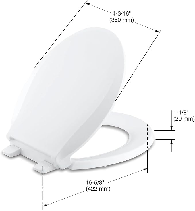 KOHLER K-4639-7 Cachet Quiet Close Toilet Seat, Black, Round