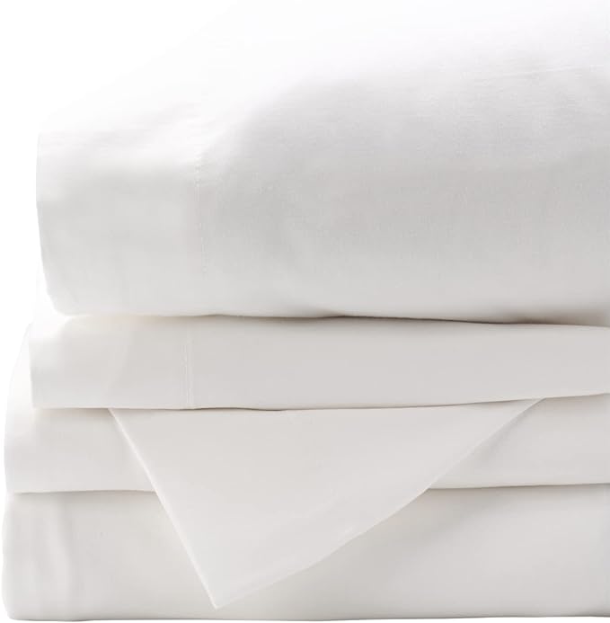 Red Land Cotton Luxury Sheet Set | 100% American Grown Cotton Basics | Premium Hotel Ultra-Soft Lightweight 4 Piece USA Made Deep Pocket Fitted, Flat Sheet, & pillowcases Percale Weave (Twin XL/White)