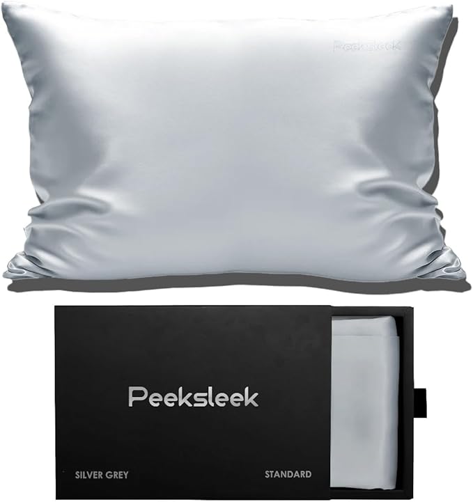 100% Mulberry Silk Pillowcases with Zipper– Luxurious, Anti-Aging Pillow Covers, 22 Momme 6A Grade Silk Pillow Cases 2 Pack for Hair and Skin Care (Silver Grey, Queen (U.S. Standard))