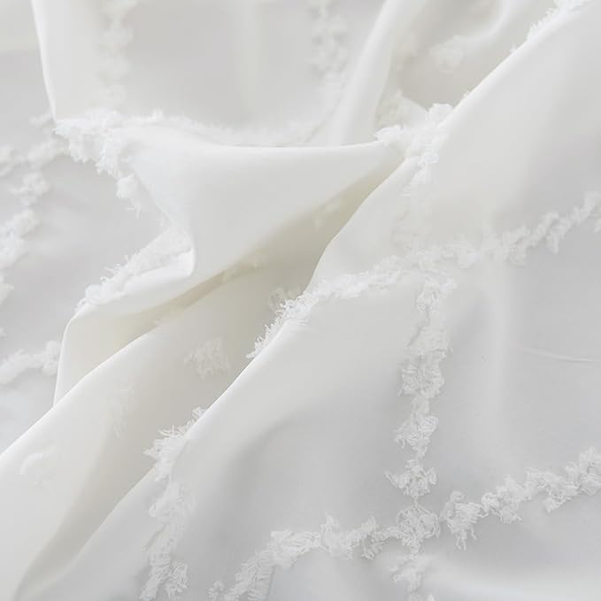 Bed Skirt King Size Ruffled Bed Skirt with Split Corners, 14 Inch Drop Dust Ruffle Bed Skirts with Platform, Boho Tufted Shabby Chic King Size Bed Skirts, Ivory