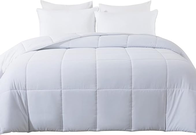 Cosybay Down Alternative Comforter (White, Twin) - All Season Soft Quilted Twin Size Bed Comforter - Duvet Insert with Corner Tabs - Winter Summer Warm Fluffy, 64x88 inches