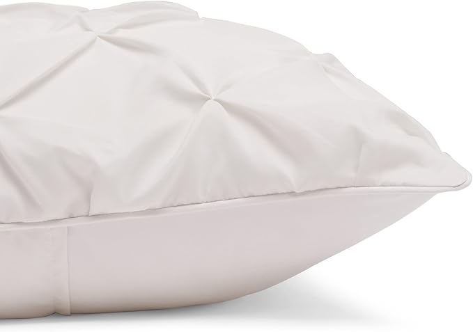 Amazon Basics 2 Piece Lightweight Pinch Pleat All-Season Down-Alternative Comforter Bedding Set, Twin/Twin XL, Cream, Solid