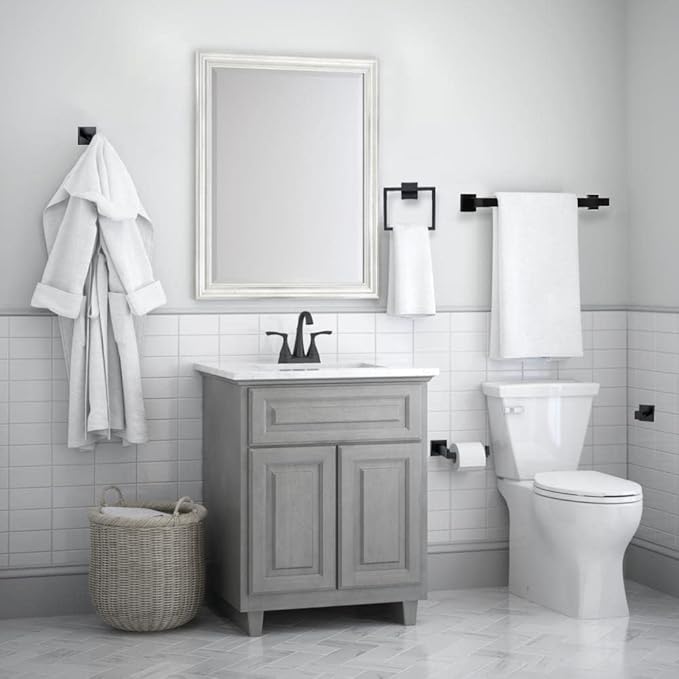 Bathroom Accessories Towel Bar Set: 20 Pieces Matte Black Bathroom Hardware Square SUS304 Stainless Steel - Wall Mounted Towel Rack&Toilet Paper Holder&Towel Ring and Towel Hook
