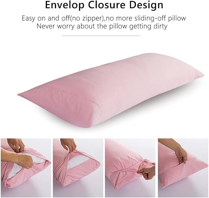 ELNIDO QUEEN Body Pillow with Pillowcase - Soft Long Bed Pillow for Adults - Breathable Full Body Pillow Insert for Sleeping, 20x54inches - Pink