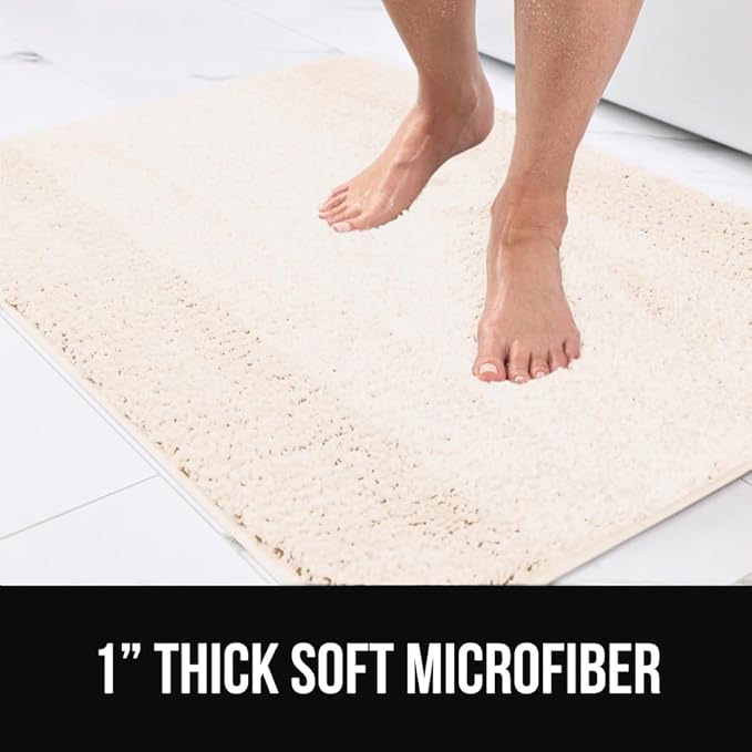 GORILLA GRIP Ultra Soft Plush Bathroom Rugs with Textured Rubber Backing, 34 x 24 Absorbent Quick Dry Bath Mat, Machine Washable Shower Mats, Home Décor Accessories Bathmat Rug Essentials, Ivory