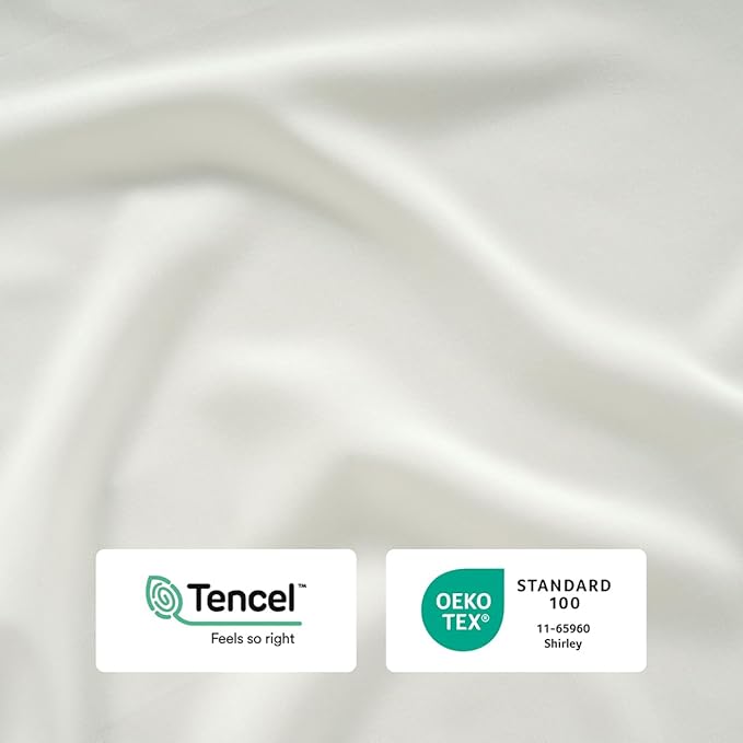Reebok Full Size Sheet Set from Tencel™ Eucalyptus - Soft, Cooling & Breathable for Hot Sleepers, Deep Pocket Up to 17 Inches, 4Pc Hotel Luxury Bedding Set, Bedsheet & Pillowcases (White, Full)