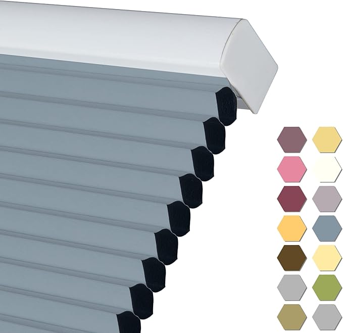Persilux Blackout Cellular Shades Cordless Window Shades Bottom up UV Protection Thermal Insulated Honeycomb Window Blinds for Windows, Bedroom, Home and Office, Blue, 40" W x 38" H
