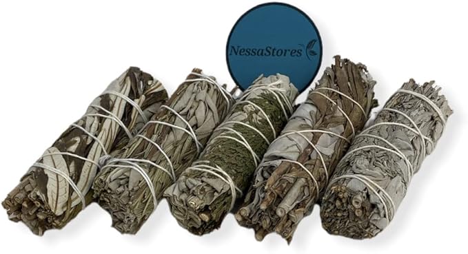 NESSASTORES - White Sage Mixture Smudge Sampler Kit 4" Bundles #JC-230 (18 Kits, 5 pcs Combination A)