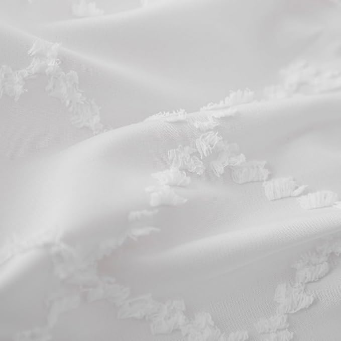 Bed Skirt Queen Size，Ruffled White Bed Skirt with Split Corners，Queen Bed Skirt 16 Inch Drop, Boho Tufted Shabby Chic Queen Size Bed Skirt, Bed Skirt Queen Size