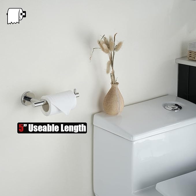 JQK Chrome Toilet Paper Holder, 5 Inch 304 Stainless Steel Thick 8mm Tissue Paper Dispenser for Bathroom, Hold Mega Rolls, Polished Chrome Wall Mount, TPH100-CH