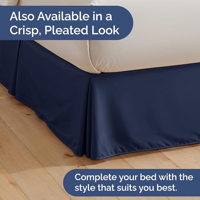 Bedskirt Queen Size Ruffle - 18 inch Drop Dust Ruffle Bed Skirt with Platform - Ultra-Soft, Easy Fit, Premium Hotel Quality - Wrinkle, Fade & Shrink Resistant - for Women, Men, Kids and Teens - Navy