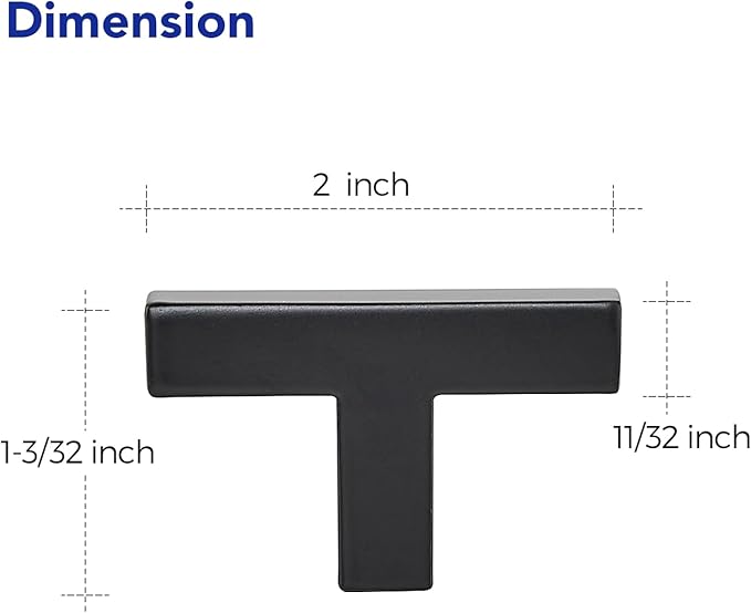 Ravinte 10 Pack Solid Square Bar Handles and Pulls - Black Matte Kitchen Cabinet Hardware