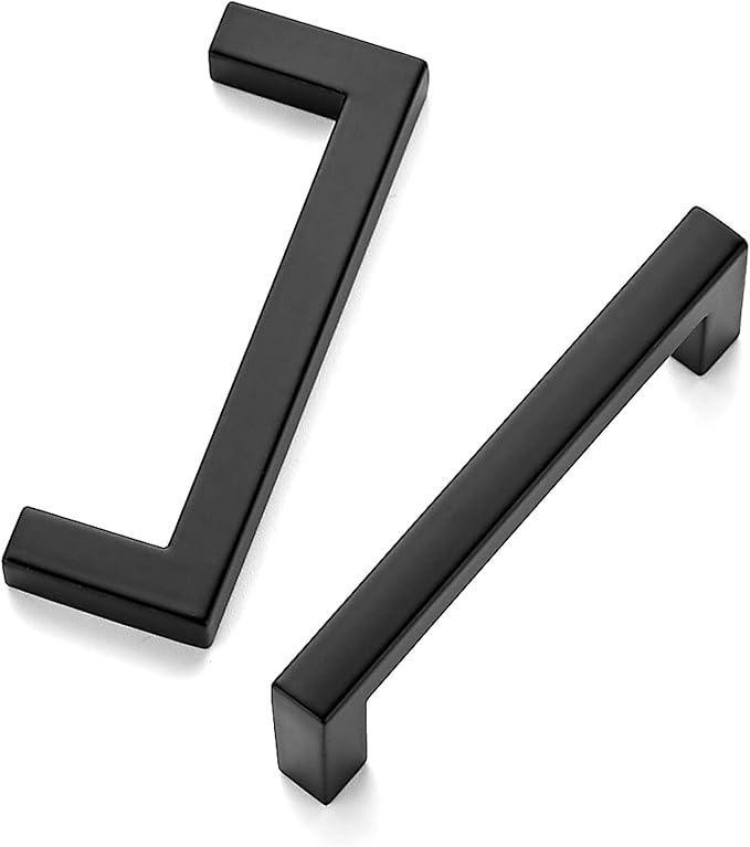 Ravinte 3 Pack Solid 3 Inch Center to Center Slim Square Bar Drawer Handles - Kitchen Cabinet Hardware in Matte Black - Drawer Pulls and Cabinet Handles