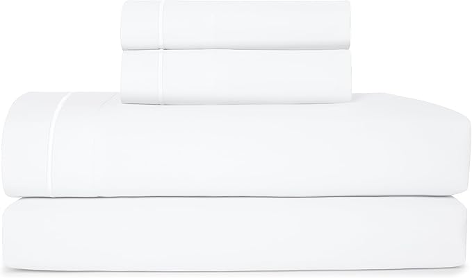 CASUAL LIVING King Sheets 4 Piece Set with 2 Pillowcases, Soft Microfiber Hypoallergenic Washable Deep Pocket Lightweight Bedding Elasticized, King Sheet Sets, White