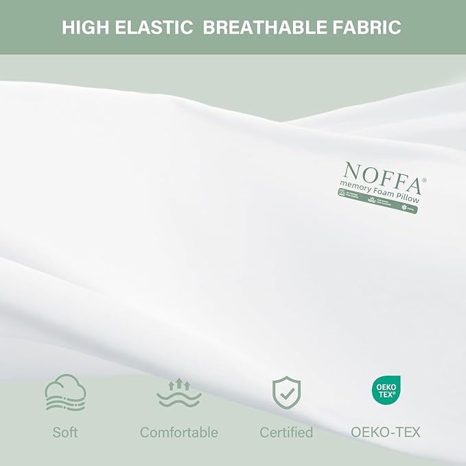 Cooling Memory Foam Pillow 2 Pack, Bed Pillows, Medium Soft Feel Neck Pillow for Sleeping, Memory Foam Pillows for Sleeping Side, Back & Stomach Sleepers, Breathable & Removable Cover