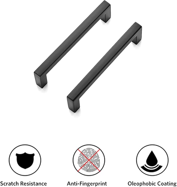 Ravinte 35 Pack Solid 3-3/4 Inch Center to Center Slim Square Bar Drawer Handles Cabinet Hardware - Matte Black Kitchen Pulls