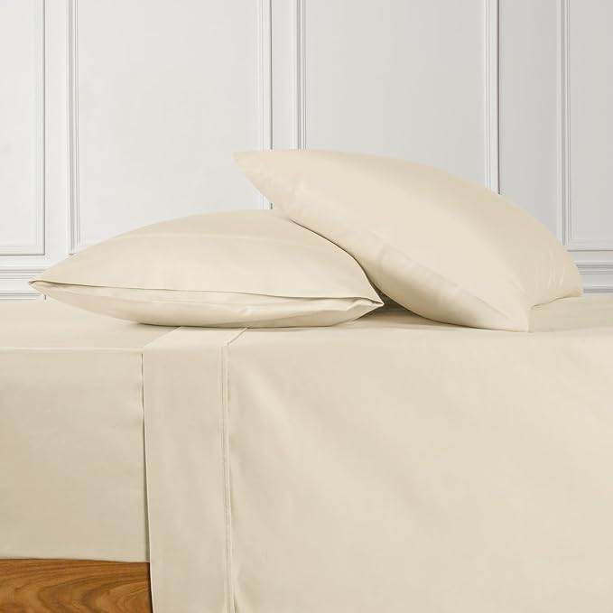 URBANHUT 700 Thread Count Full Sheet Set Egyptian Cotton Sheets, 4Pc Sheet Set Soft Luxury Bed Sheets for Full Size Bed, Sateen Weave Hotel Sheets, 14'' Elasticized Deep Pocket - Ivory