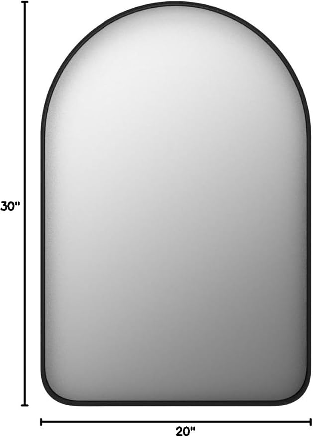 TETOTE Black Arched Mirror for Vanity,20 x 30 Wall Mounted Bathroom Mirror,Matte Black Metal Framed Farmhouse Mirrors for Makeup,Shatterproof Mirror for Entryway,Living Room,Fireplace