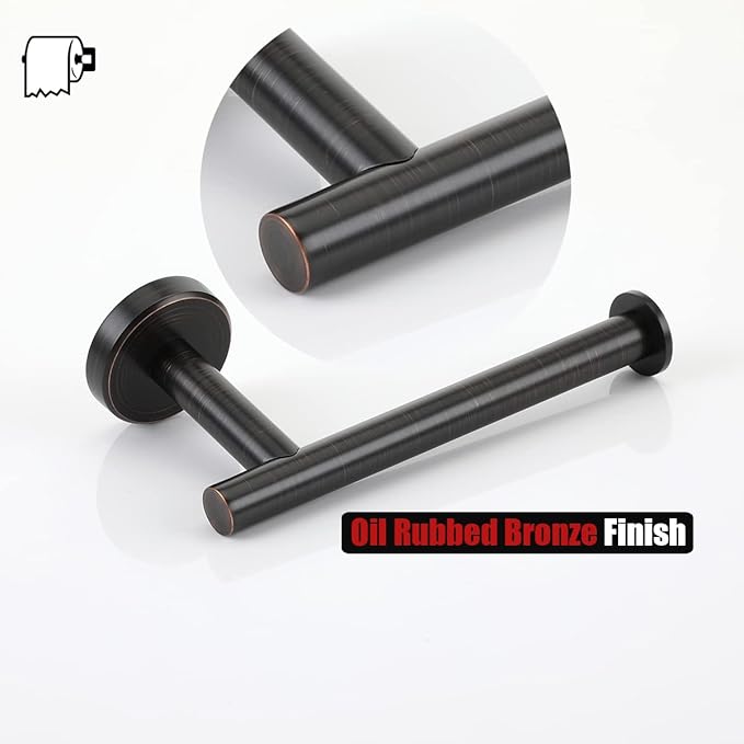 JQK Toilet Paper Holder Oil Rubbed Bronze, 5 Inch 304 Stainless Steel Thick 0.8mm Tissue Paper Dispenser for Bathroom, Hold Mega Rolls Wall Mount, 2 Pack, TPH120-ORB-P2