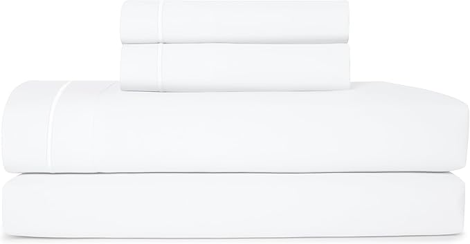 CASUAL LIVING Queen Sheets Set 4 Piece Cooling Sheets with 2 Pillowcases Soft Microfiber Hypoallergenic Washable Bed Set Deep Pocket Lightweight Bedding Elasticized for Bedroom, Queen, White