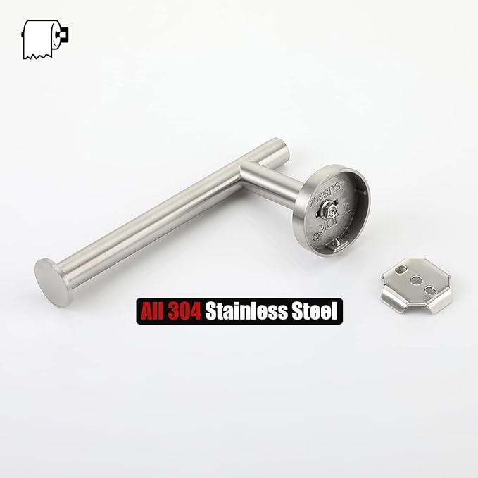 JQK Toilet Paper Holder, 5 Inch 304 Stainless Steel Thick 0.8mm Tissue Paper Dispenser for Bathroom, Hold Mega Rolls, Brushed Nickel Wall Mount, 2 Pack, TPH120-BN-P2