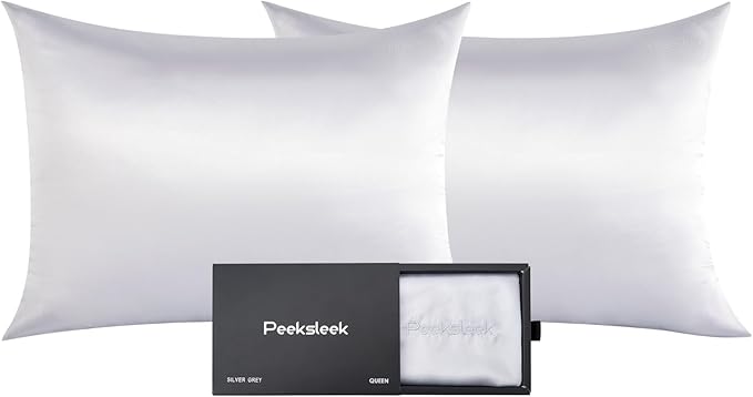 100% Mulberry Silk Pillowcases with Zipper– Luxurious, Anti-Aging Pillow Covers, 22 Momme 6A Grade Silk Pillow Cases 2 Pack for Hair and Skin Care (White, Standard)