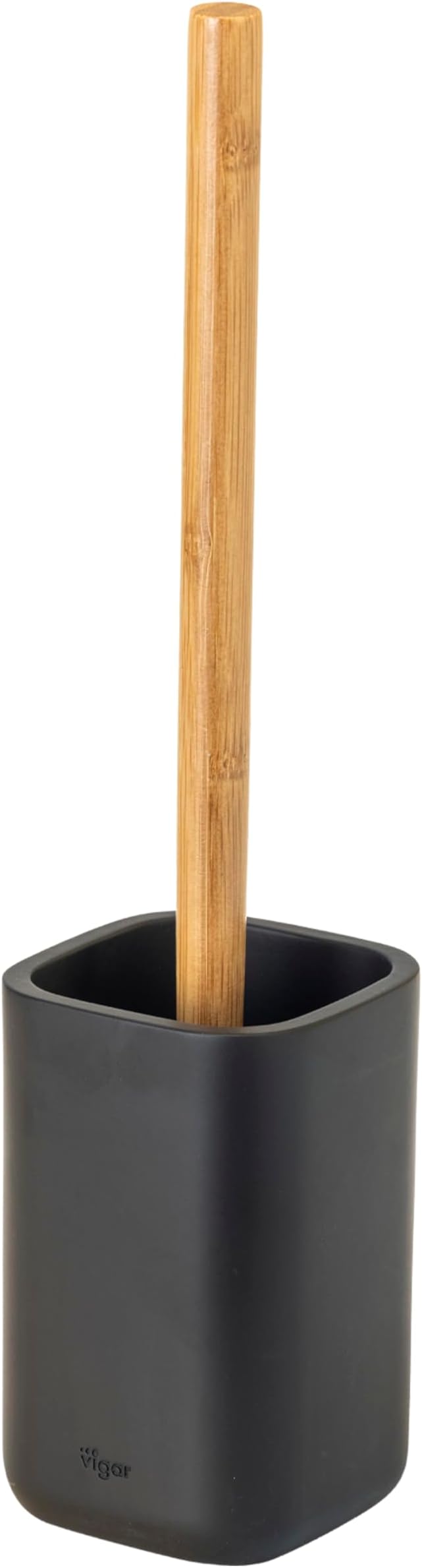 Vigar Zense Toilet Brush and Holder Set, Toilet Bowl Brush with Polyresin Stone Holder, Bathroom Sets for Bathroom Decor and Accessories, Cool Black