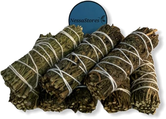 NessaStores 14 pcs Ruda Rue Smudge Sticks, 4-Inch Hand Tied, All Natural, Ethically Sourced for Home Cleansing, Clearing Negative Energy, & Attracting Positivity JC-204