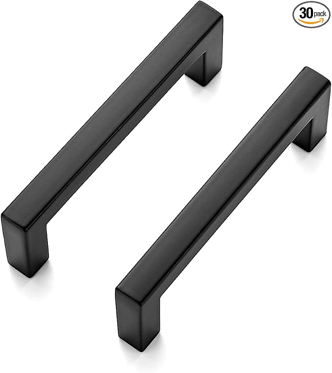 Ravinte 30 Pack Solid 3 Inch Center to Center Slim Square Bar Drawer Handles Kitchen Cabinet Handles Black Drawer Pulls Kitchen Cabinet Hardware Matte Black Dresser Pulls for Cupboard