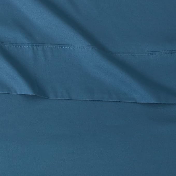 Amazon Basics Lightweight Super Soft Easy Care Microfiber 3-Piece Bed Sheet Set with 14-Inch Deep Pockets, Twin, Dark Teal, Pack of 4, Solid
