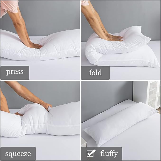 ELNIDO QUEEN Body Pillow with Pillowcase - Soft Long Bed Pillow for Adults - Breathable Full Body Pillow Insert for Sleeping, 20x54inches - Wine Red