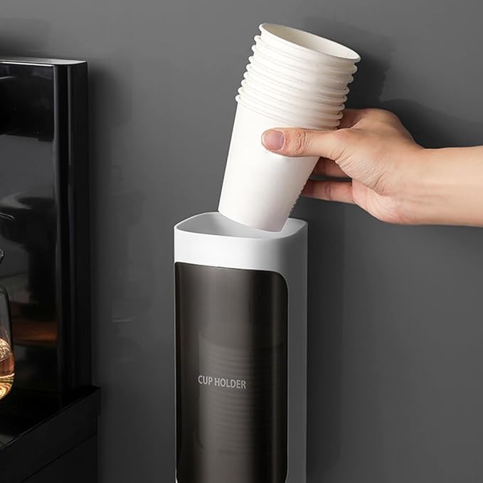 Cup Dispenser Wall Mounted, Bathroom Cup Dispenser Holder for 3oz-9.5oz Disposable Paper and Plastic Cups, Water Cooler Cup Dispenser with Adhesive Plate (Large Green, 1 Pcs)