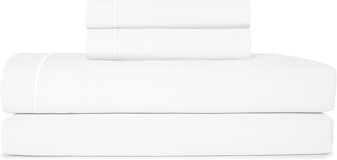 CASUAL LIVING Full Sheets Set 4 Piece Cooling Sheets with 2 Pillowcases Soft Microfiber Hypoallergenic Washable Bed Set Deep Pocket Lightweight Bedding Elasticized for Bedroom, Full, White