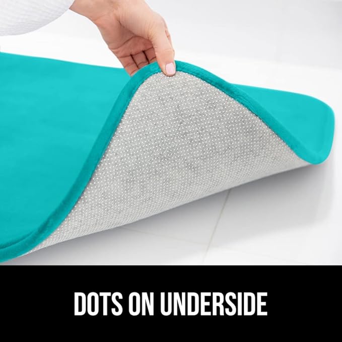 GORILLA GRIP Memory Foam Bath Rugs, Soft Absorbent Velvet Bathroom Mats, Durable Dots on Underside, Machine Washable Bathmat, Carpet Rug Room Decor for Shower Floor, 30x20 Mat, Turquoise