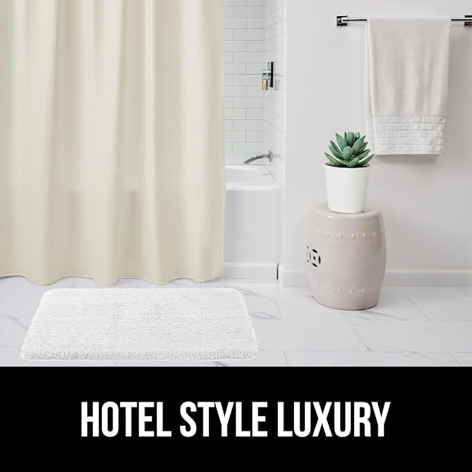 GORILLA GRIP Waffle Shower Curtain, Thick Weighted Fabric, Wrinkle and Rust Resistant, Hotel Quality Design, Heavy Duty Long Curtains for Bathroom Showers, Bath Tubs, Machine Wash, 72x72 Ivory Cream