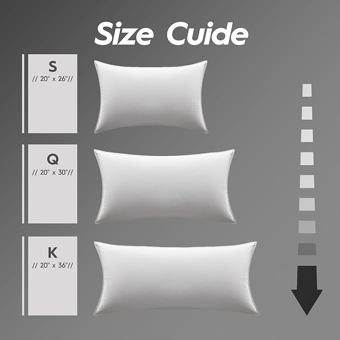 Globon Ultra Soft Down Pillow King Size Set of 2, All Down Filled Bed Pillow for Sleeping, 100% Cotton Shell 500 Thread Count, Soft Hotel Collection Down Feather Pillow 20" x 36"