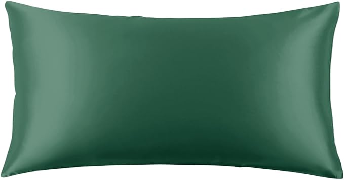 THXSILK 100% Pure Mulberry Silk Pillowcase for Hair and Skin, 22 Momme Mulberry Silk Pillow Case, California King Size 20"x40", Real Silk Pillowcase with Zipper (Emerald Green)