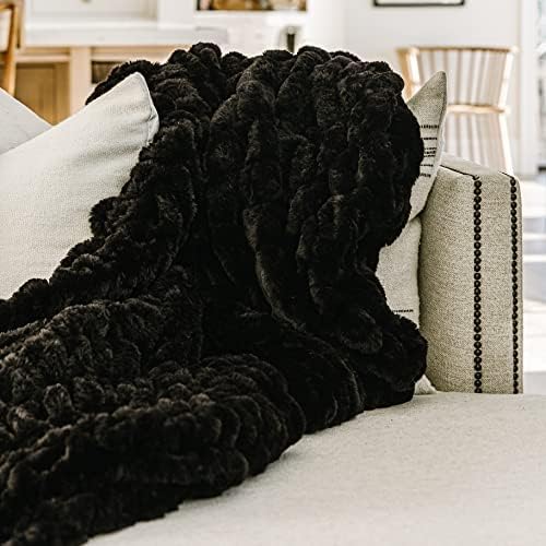 Minky Designs Jaguar Black Minky Blanket – Ultra Soft Faux Fur Throw Blanket for Couch, Bed & Home – Fluffy, Warm & Luxurious – Chic Collection (Large, 60x72)