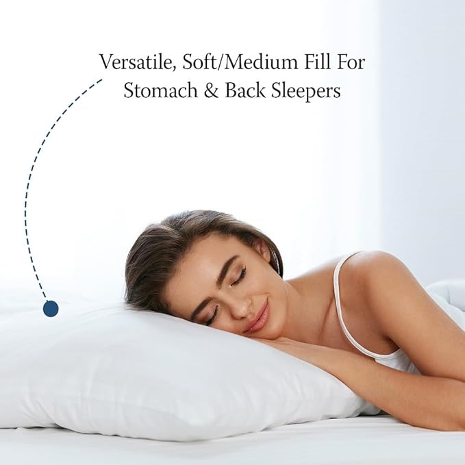 DOWNLITE 4-Pack Set of Hotel Style Hypoallergenic Down Alternative Bed Pillows – King Size, 20” x 36” – Soft/Medium Density, for Stomach & Back Sleepers – Machine Washable & Dryable
