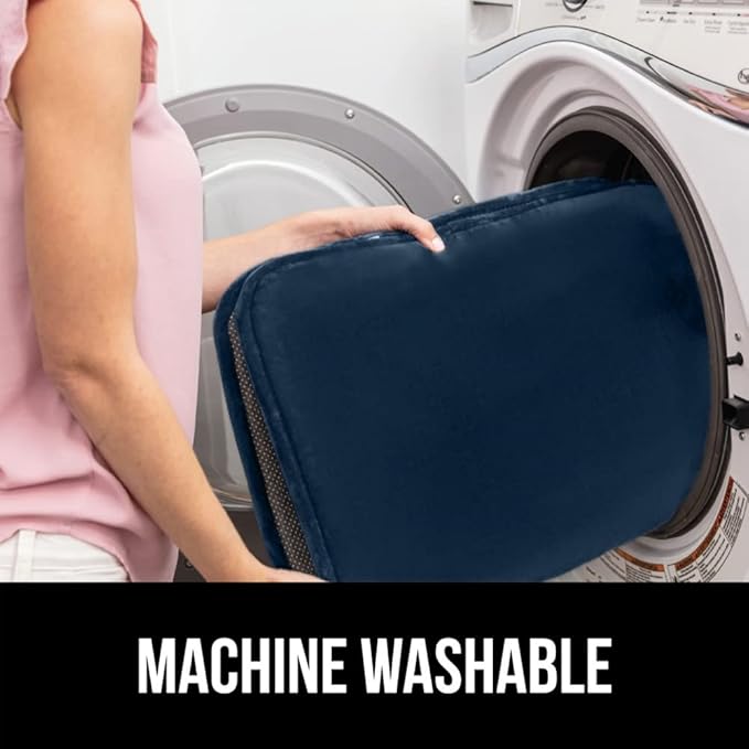 GORILLA GRIP Thick Memory Foam Bathroom Toilet Lid Seat Cover, Soft Velvet Topside, Machine Wash, Plush Cushioned Covers Fits Most Size Lids, Decorative Bath Room Accessories, 19.5x18.5, Navy Blue
