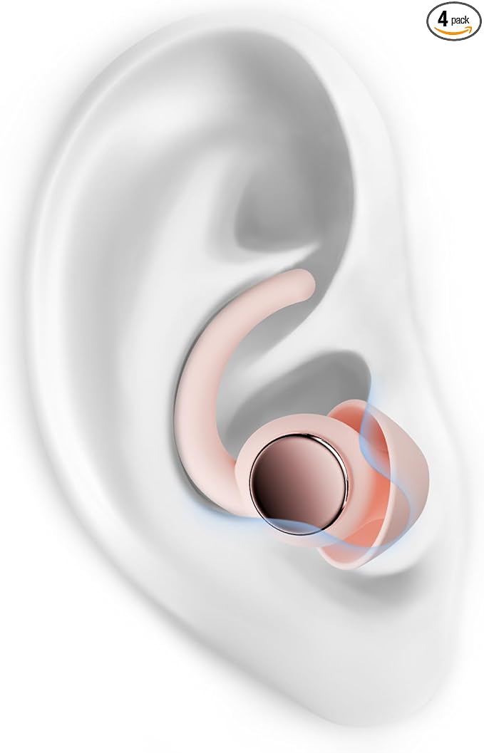 Ear Plugs for Sleeping - Noise Reduction Soft Silicone Earplugs, 2 Pairs Reusable Hearing Protection Earplugs for Noise Sensitivity, Sleep,Snore,Travel,Sound Reduction Noise Cancelling - (Light Pink)