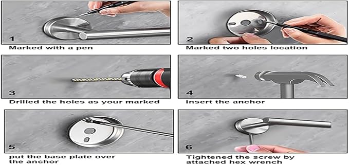 23.6inch 10 Sets Bathroom Towel Rack Set Brushed Nickel, Includes 2PCS 23.6Inch Towel Bar, 2PCS Towel Ring, 2PCS Toilet Holder and 4PCS Towel Hooks-Brushed Nickel