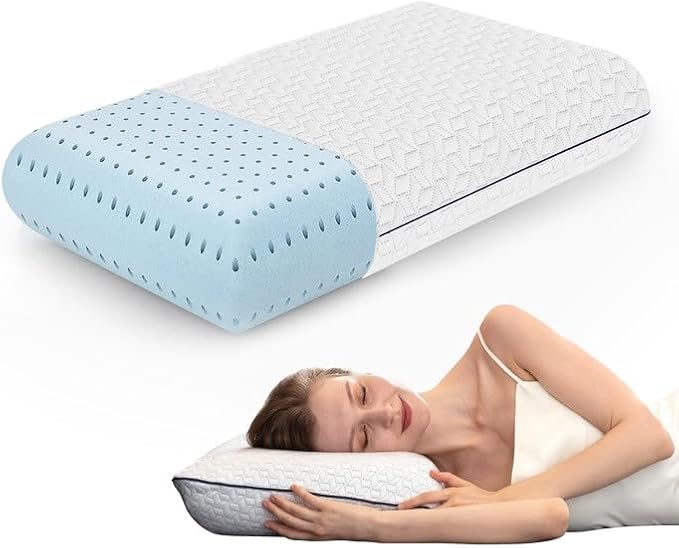 Cooling Gel Memory Foam Pillow | 1-Pack | Standard Size Bed Pillows For Sleeping | Medium-Firm | Back, Stomach and Side Sleeper Pillow | Shoulder & Back Pain Relief | Washable , Bamboo Viscose Cover